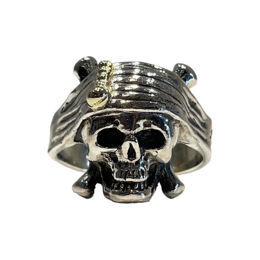 Ring Skull Captain Jack Sparrow With  14K Gold pendant