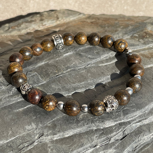 Bracelet JR SKULL Beads BRONZITE