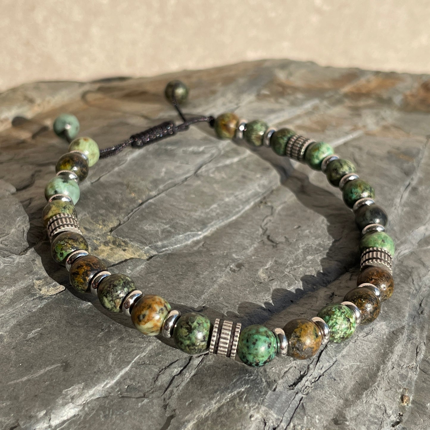 Green Jasper Bracelet Beads Cords