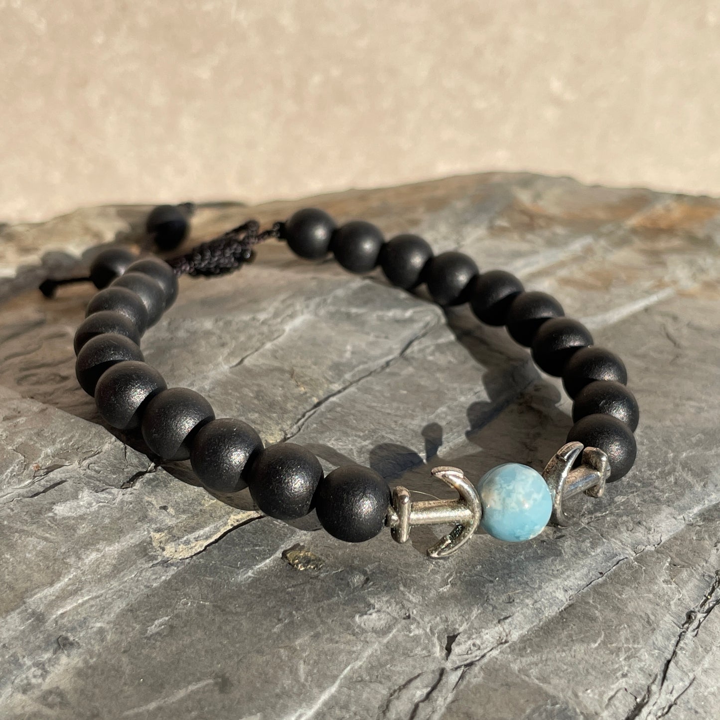 Larimar Anchor Bracelet Beads Cords