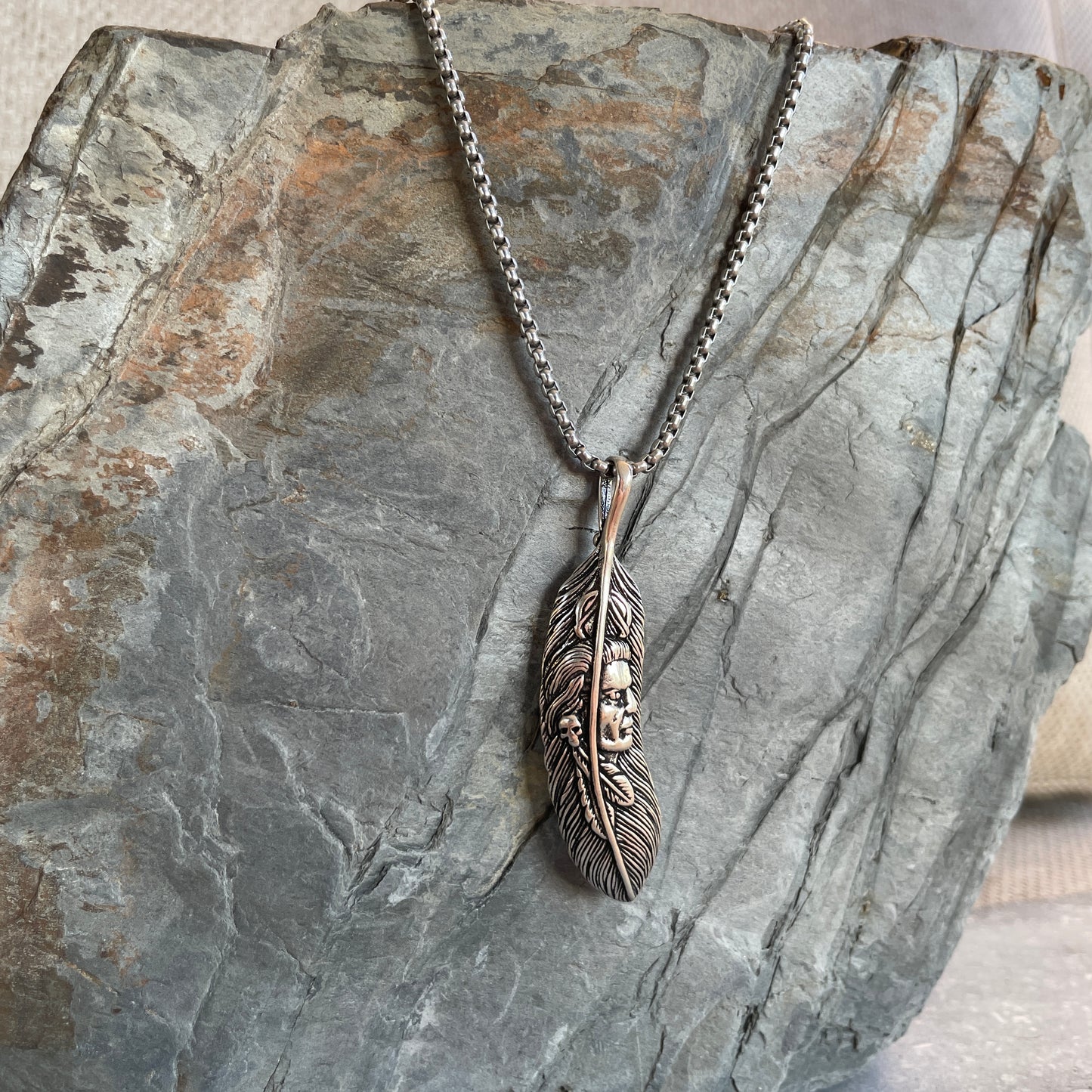 Indian Head Feather Necklace