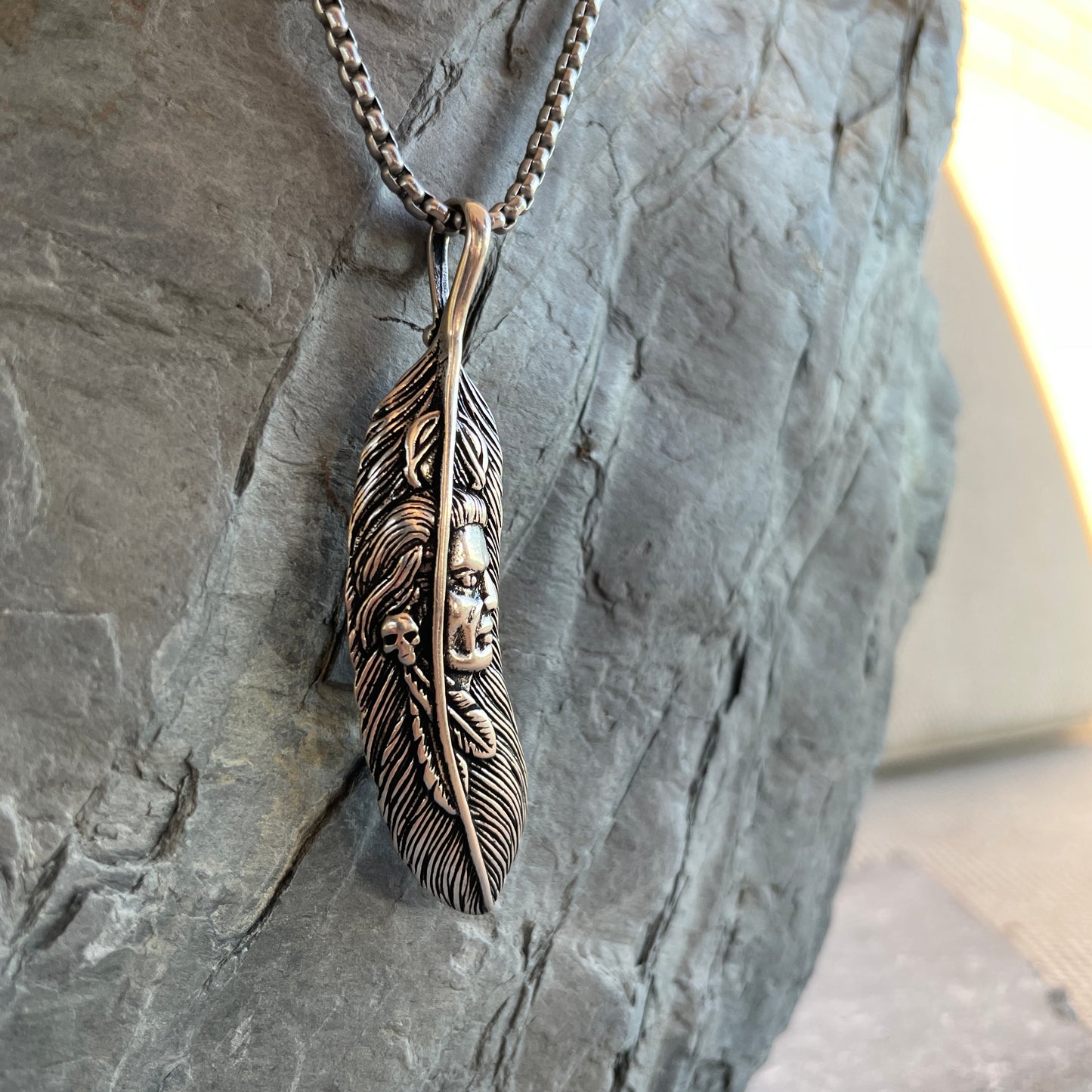 Indian Head Feather Necklace